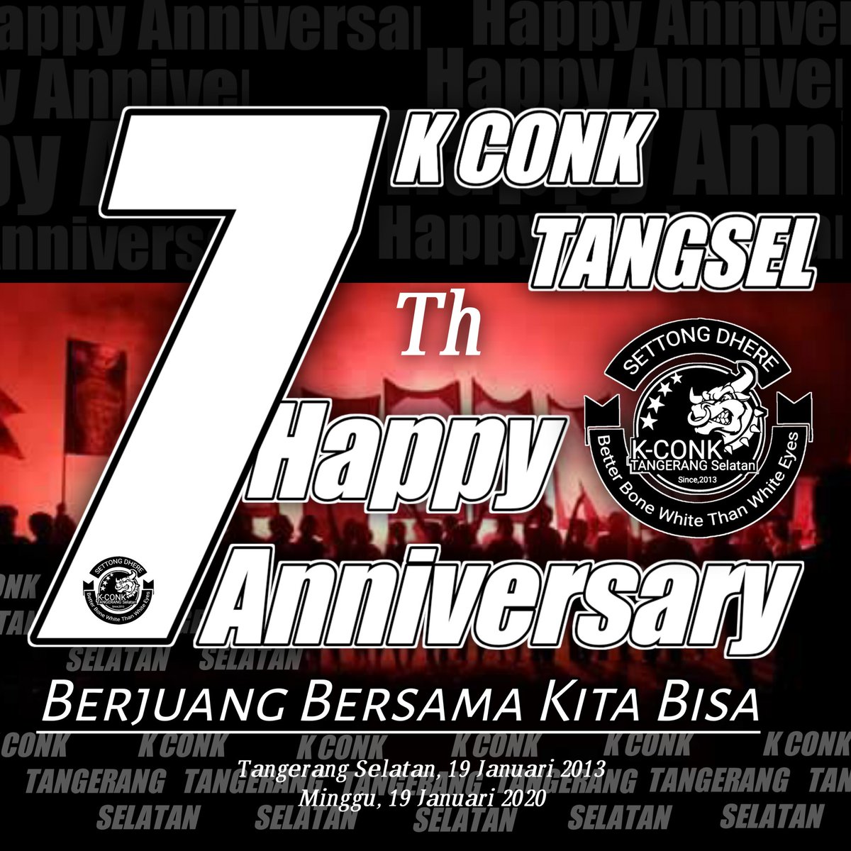 -Salam Settong Dhere-

Tidak Terasa sebentar lagi usia kita ingin memasuki 7th, semoga diusia 7th nanti kita semakin total loyal ngedukung team kebanggaan <a href="/MaduraUnitedFC/">Madura United FC</a> 
@KConk1Dhere 
Terus kibarkan Bendera K-CONK Mania dimanapun kita berada... 
#BerjuangBersamakitaBisa