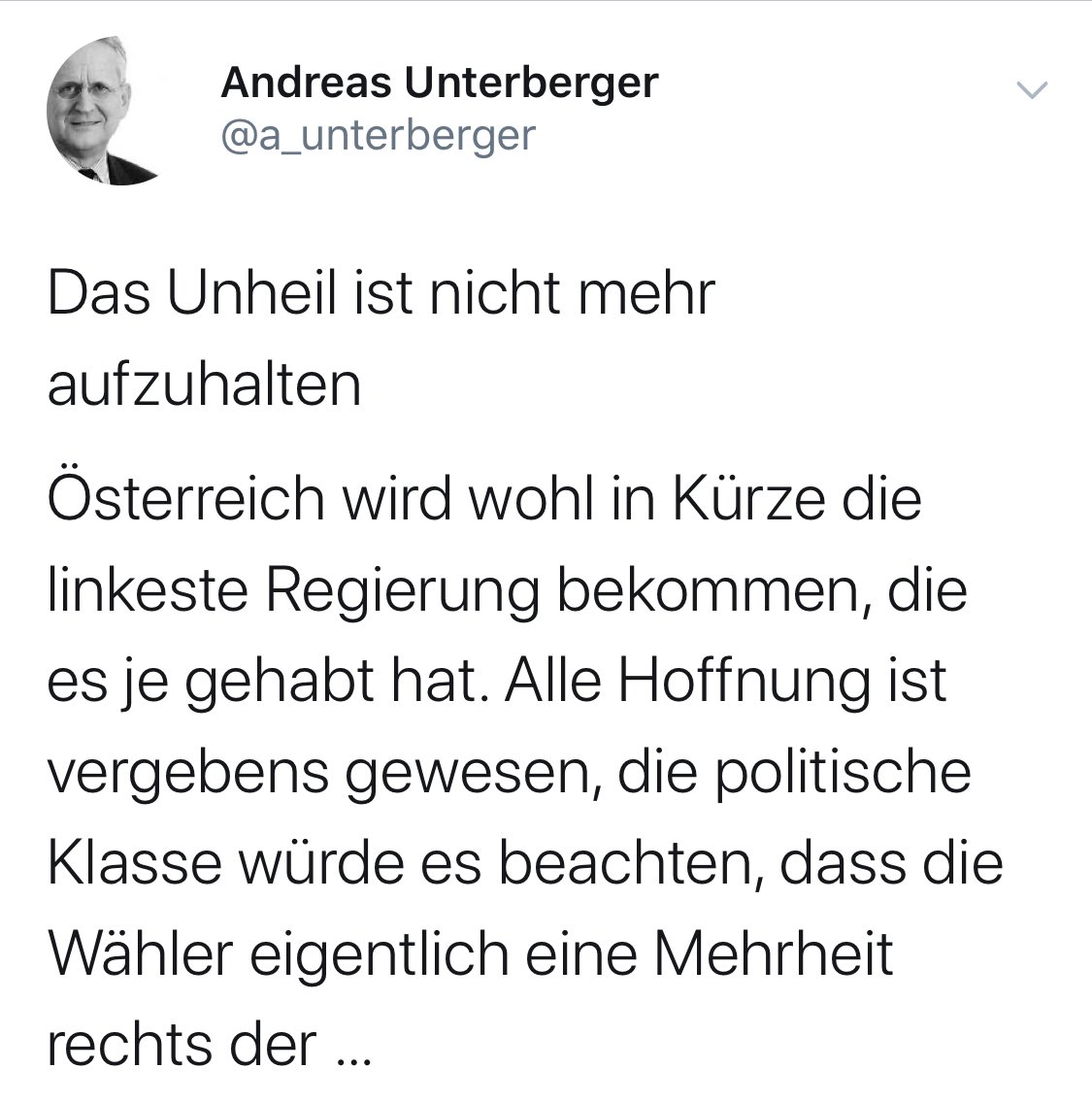 Eine ÖVP-Koalition mit den Grünen wird ganz sicher „linker“ als 13 Jahre SPÖ-Alleinregierung...  
Bei manchen ist wirklich alle Hoffnung vergebens. 
(Screenshot via <a href="/Claus_Pandi/">Claus Pándi</a>)