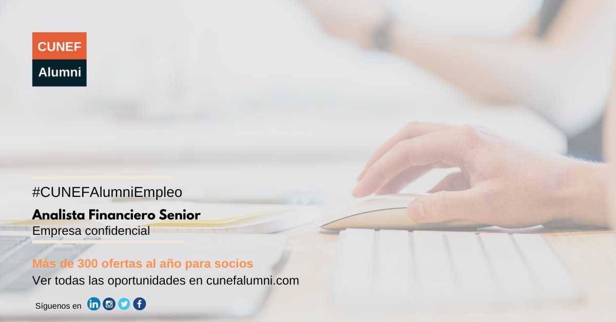 #CunefAlumniEmpleo
¡Última oferta de empleo del año en la plataforma de CUNEF Alumni!
Si aún no eres socio, ¡apúntate cuanto antes y no dejes pasar ninguna oportunidad! 👉 cunefalumni.com
#CunefAlumni