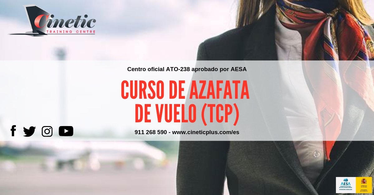 ¿Alguna vez te has planteado que tu futuro laboral se encuentre en los aviones? 🤔
Consigue con Cinetic Plus tu título oficial de Azafata/o de vuelo (TCP) gracias a nuestros cursos de fin de semana o diario ¡y comienza a trabajar viajando! 🧳✈️