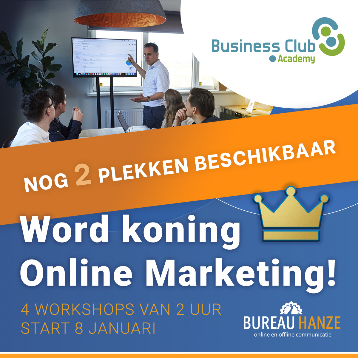 2020 belooft goed te starten! Onze online marketingcursus zit bijna vol. 
Wil jij ook goed van start in het nieuwe jaar en werken aan jouw website, social media, SEO, SEA en digitale nieuwsbrief? Meld je dan snel aan.
Aanmelden kan via onze website.