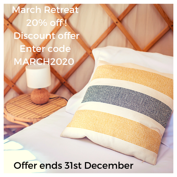 Not long now until our offer of 20% off all guest stays at our March 2020 retreat ends. 
If you would like to join us for a week of yoga, relaxation, walks, sun and nutrition, head over to the website and enter code March2020 to receive 20% of your booking with us!