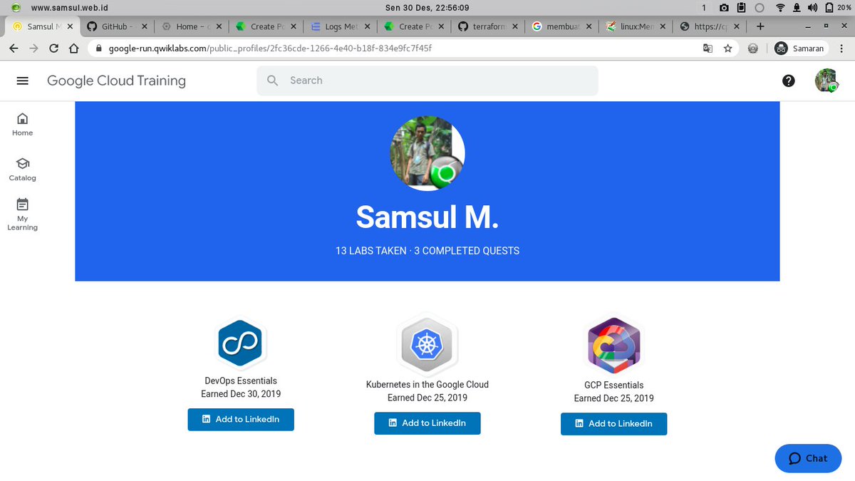 Baru saja menyelesaikan 3 quest #JuaraGCP 

Pengalaman menarik bisa nge-LAB langsung dengan infrastruktur real di GCP

<a href="/googledevsid/">Google for Developers Indonesia</a>  

google-run.qwiklabs.com/public_profile…