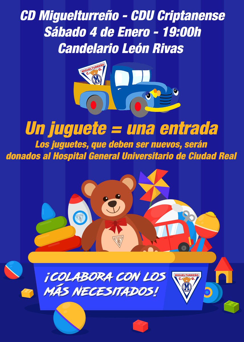 Miguelturreno1's tweet photo. Seguro que los Reyes Magos, llegan cargados de juguetes 😊

Sábado 4 de Enero, a las 19:00 horas 
Te esperamos 🙋🏻‍♂️

#MiguelturraEsSolidaria https://t.co/XiGBUSDDga