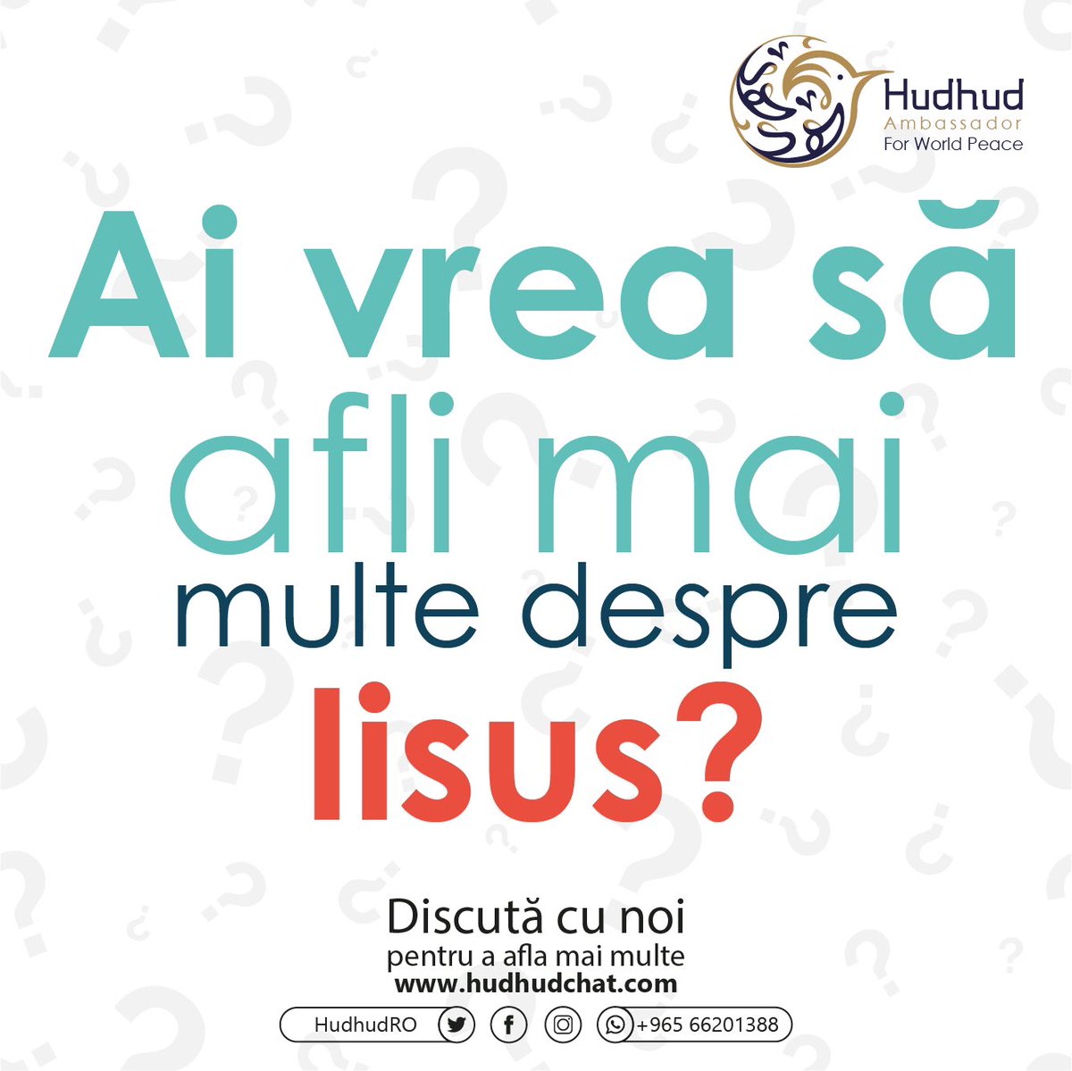 HudhudRO's tweet photo. Ai vrea să afli mai multe despre Iisus?

Discută cu noi, pentru a afla mai multe

#HudhudRO #Crăciun https://t.co/3Q2vTtLBGL