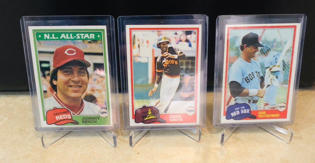 1986Astros's tweet photo. 1981 Topps for someone reason isn’t highly sought. Lack of rookies most likely. I remember seeing a rack pack with Jose Cruz on top, and I was hooked as a 10 year old. I also think it’s the last year the All Star banner is on the base cards. #Topps #HOFCARDS #Hobby #ALLStars https://t.co/462s44yYBJ