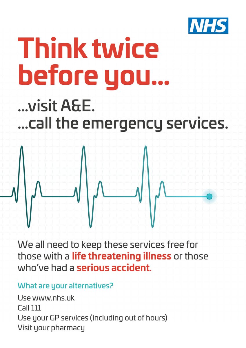 Think twice before going to A&amp;E. Do you need it? We are very busy so make sure you only use A&amp;E if it's an emergency. #MakeTheRightChoice