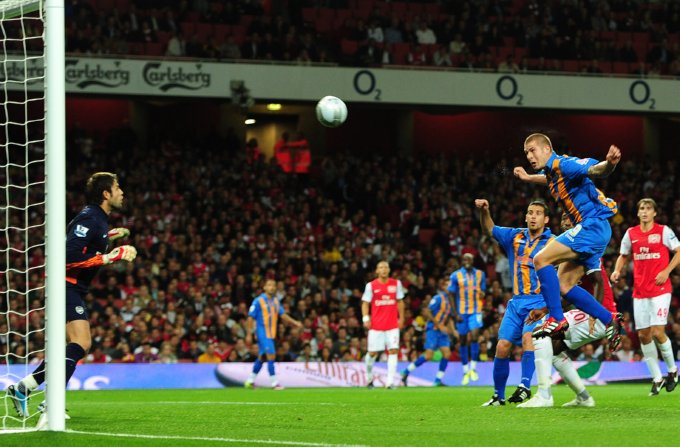 James Collins puts town ahead away at Arsenal in the cup (2011)