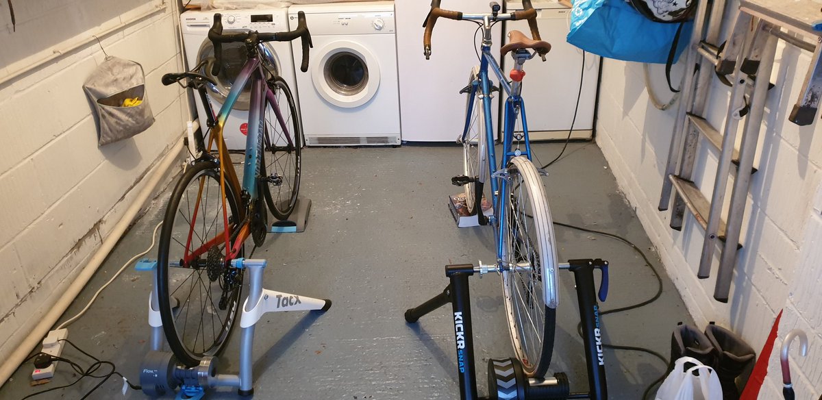 NorthRoadCycles's tweet photo. Step one in dual turbo set up done. Tomorrow we set up the screens, turbo tyres etc. But the clearing out was the biggest job. https://t.co/eU6x8DjDES