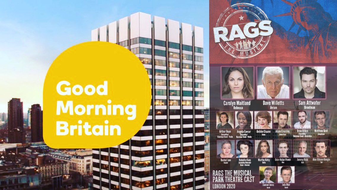 Tune in and watch school principal <a href="/samattwater/">Sam Attwater</a> tomorrow on <a href="/GMB/">Good Morning Britain</a>  at 8.15am to talk all things about <a href="/ragsmusical/">RAGS - The Musical</a> that he stars in at <a href="/ParkTheatre/">Park Theatre</a> They open on January 9th at Park Theatre! Get your tickets now!!!