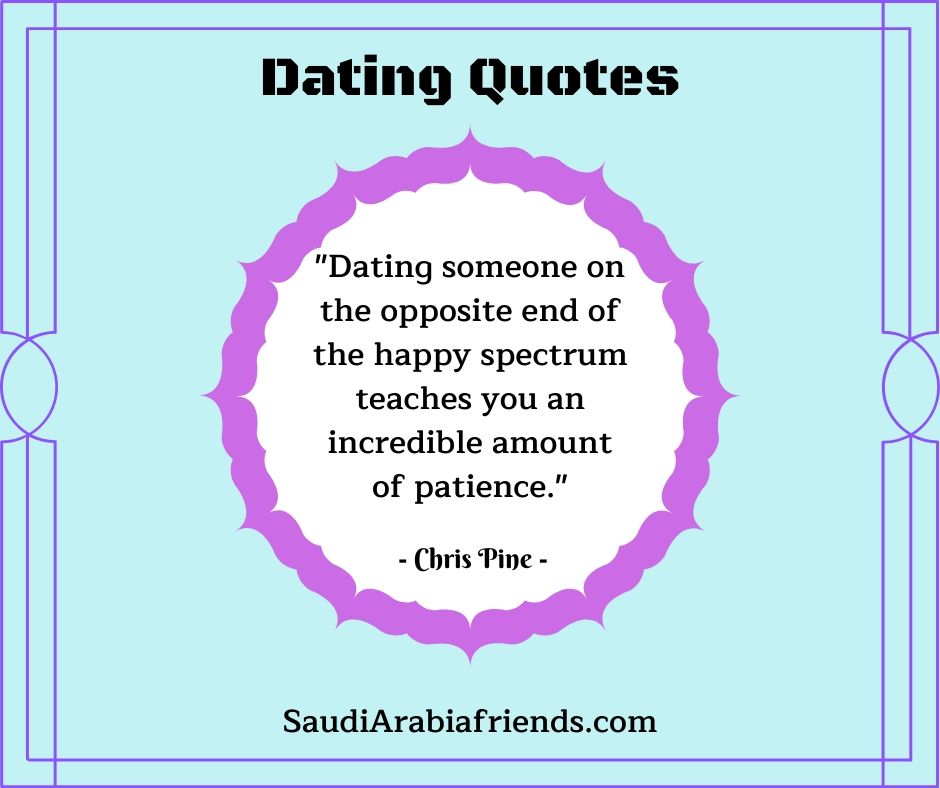 DatingSaudi's tweet photo. Amazing Dating Quote of the day!

"Dating someone on the opposite end of the happy spectrum teaches you an incredible amount of patience."

Dating quotes shared by Saudi Arabia Friends.

https://t.co/cn0UIfSjmR

#SaudiArabiaDatingQuotes #SaudiArabiaDating https://t.co/a6GveOdDfj