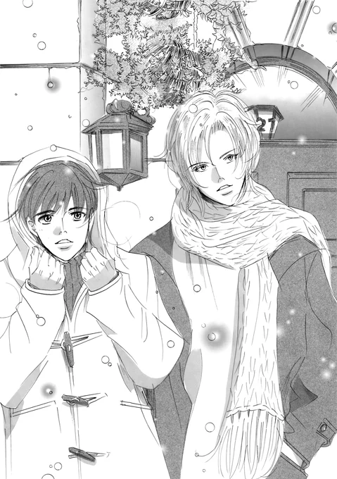 今年の描き納めにアッシュと英ちゃん⛄ 