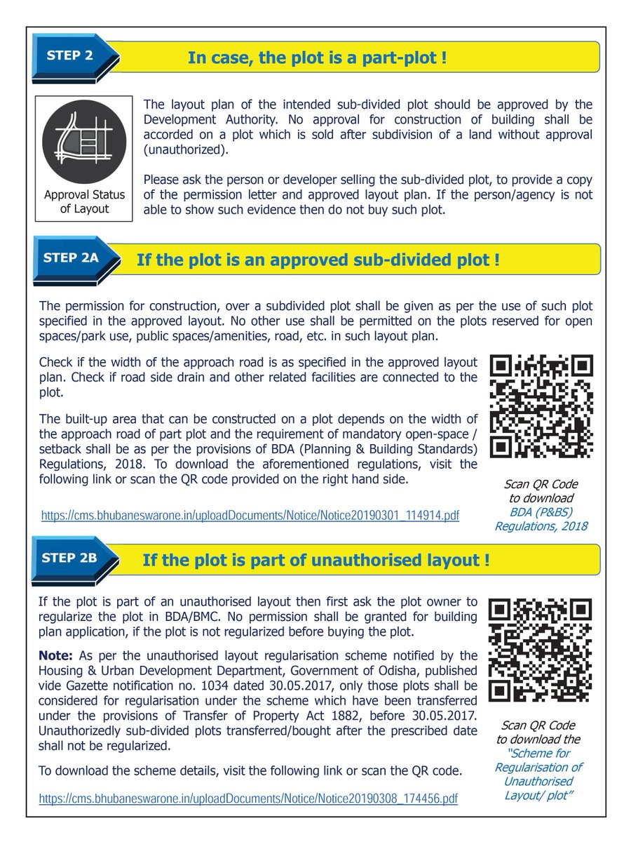 BDA_BBSR's tweet photo. Be cautions &amp; double-check while buying any properties in #Bhubaneswar.

Citizens are advised not to buy any sub-divided/part plot from any person/builder if prior layout approval for the plot has not been approved by BDA. https://t.co/WXbEHxKpX3