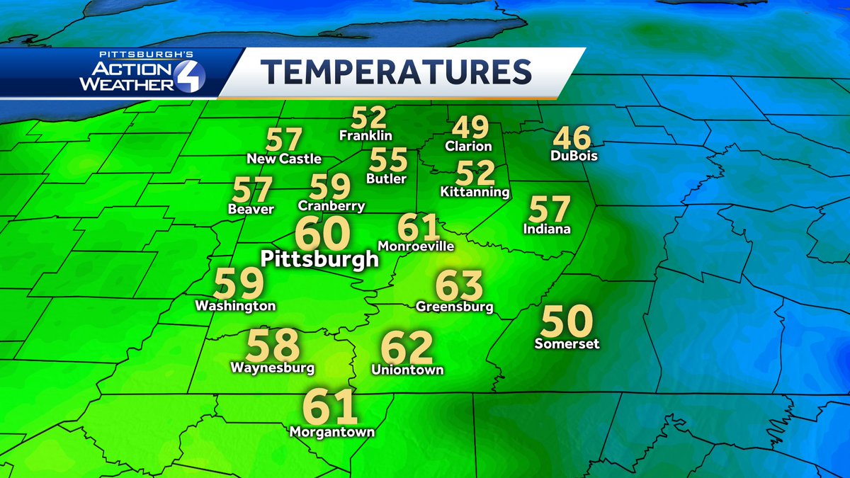 CamTranTV's tweet photo. It feels more like spring than winter this morning. It's 60 degrees right now in Pittsburgh. Don't get used to these toasty temps-once a cold front clears us we'll see these temperatures drop through the day.
#warmstart #Monday #droppingtemps https://t.co/3y1A085FOt