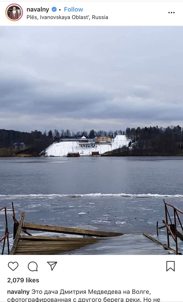 PjotrSauer's tweet photo. Navalny posts a picture of Medvedev’s residence on the Volga covered in “fake” snow https://t.co/2QBRfZR9vG