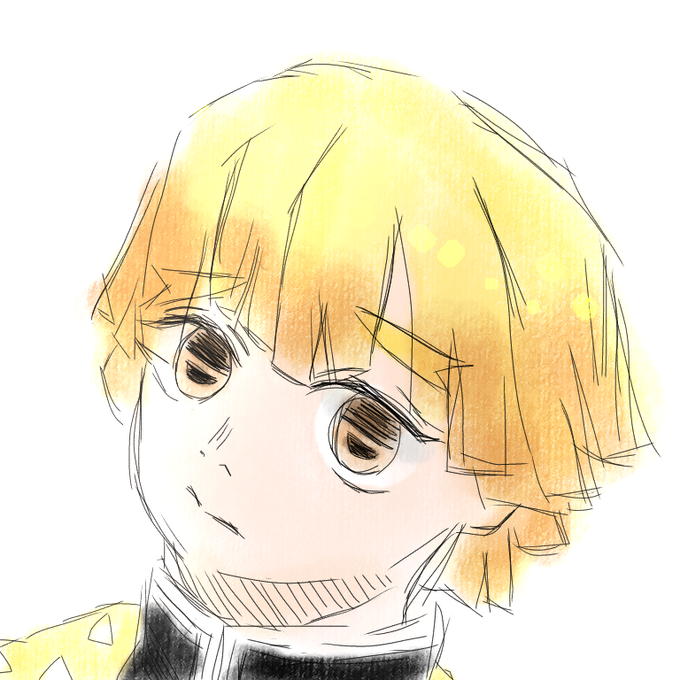 まーめ‼️さんがTwitterに投稿した我妻善逸(鬼滅の刃)のイラスト。