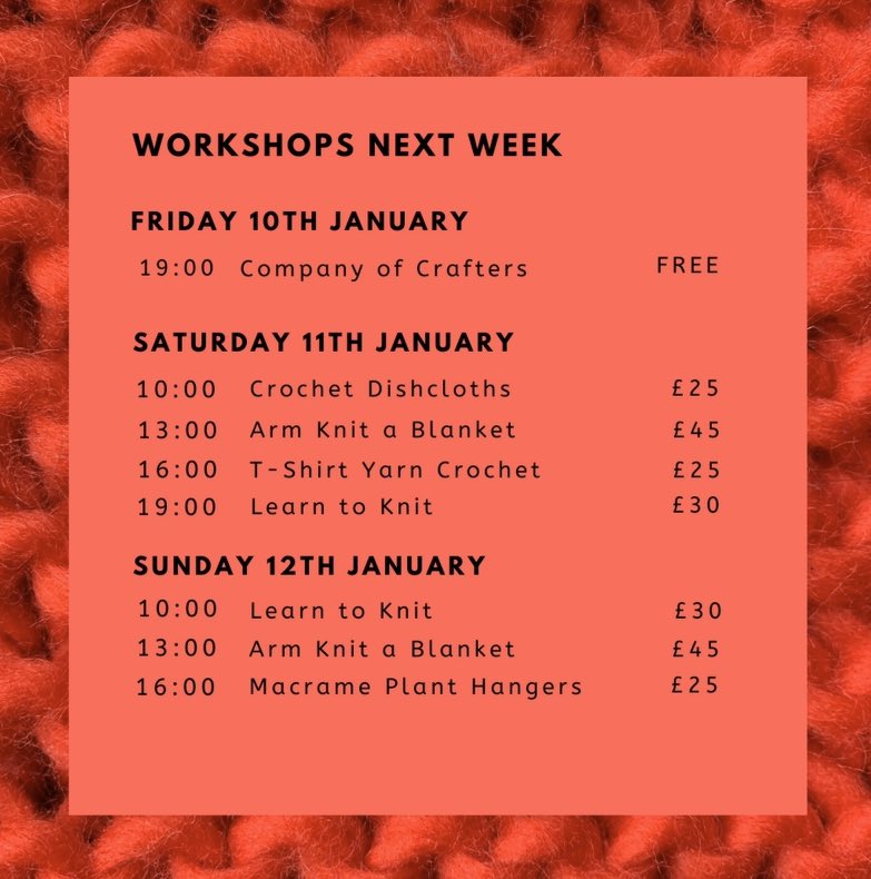madeptford's tweet photo. Workshops for the first 3 weeks of jan! Come knock of a #newyearsresolution or join us for a Saturday night late, learning something new in #deptford! https://t.co/2Wtalp3I8O