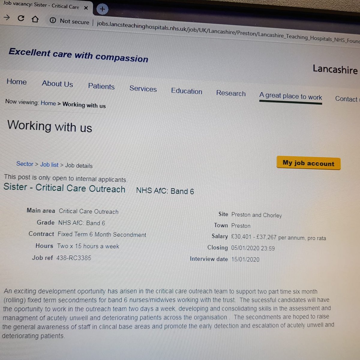 CCOTLTHTR's tweet photo. An exciting opportunity has arisen for a band 6 nurse to come and join the @CCOTLTHTR team on a 6 month secondment, to help support our fantastic work and gain some new skills and knowledge at the same time. Closes soon. Please share. https://t.co/2NQRFSOxAy