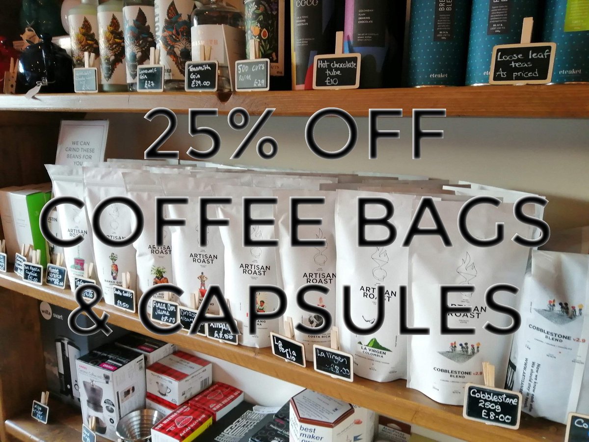Start the new year the right way, with great coffee! 25% off all coffee bags and capsules in both our cafes!