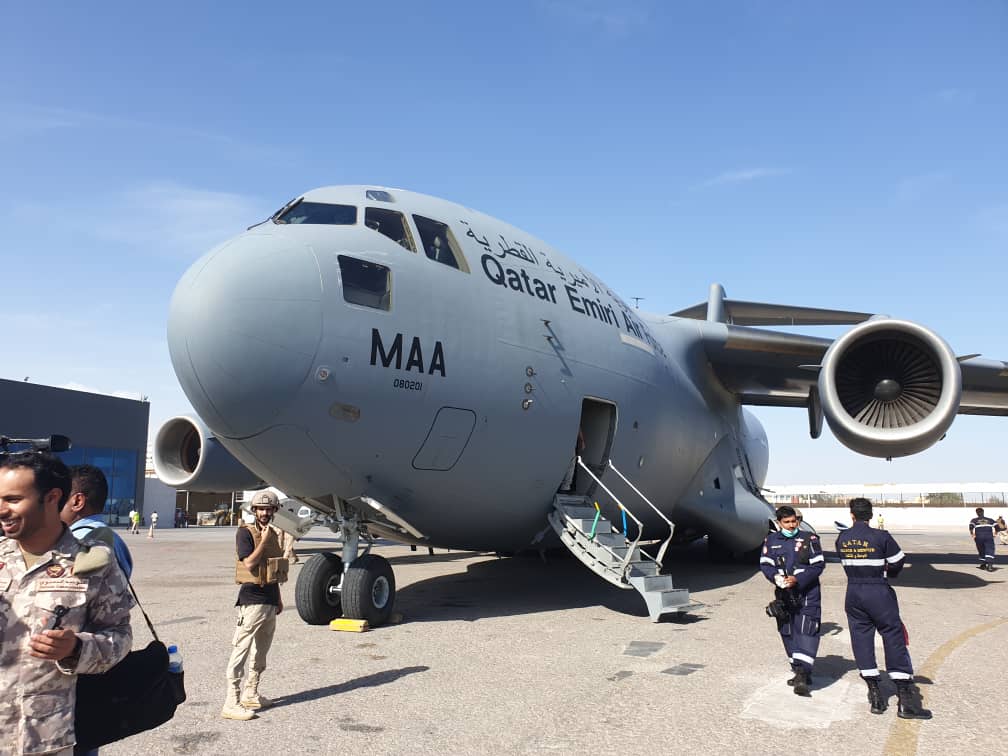 SoDMA_Somalia's tweet photo. UPDATES: 
 An airplane carrying health supplies with doctors has arrived at Adan Adan adde airport. The plane will take some of heavily injured personnel of the recent terror  attack in #Mogadishu to get a better health service in #Qatar.
@qatar_fund 
@MoHADM_Minister https://t.co/uXFBJ3xm33