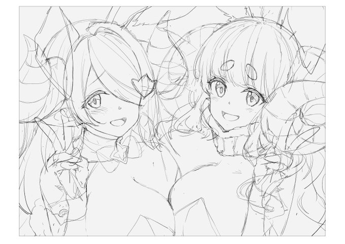 ラフ4。ナルメアアニラバニー。絵柄試行錯誤中🤔🤔🤔 