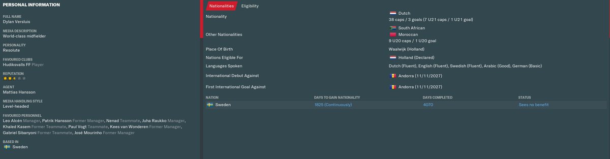 Leoman1337's tweet photo. @FootballManager I give you Dylan Versluis. Picked him up as a 17 year old unknown player from the obscure club Somhlolo Utd from South Africa. 10 years later he lifts the Champions League trophy as the captain. Having 3 nationalities, he's nicknamed "Mr International". https://t.co/d5MiCjtA0j