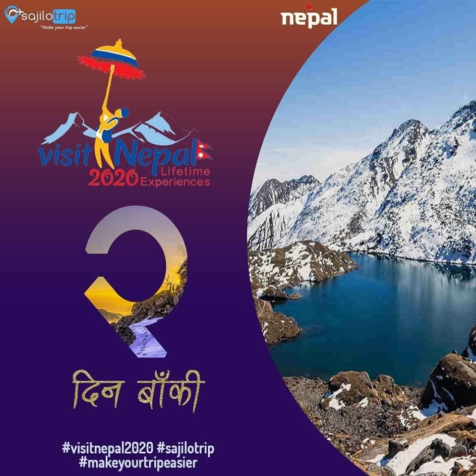 SajiloTrip's tweet photo. Only, 2 days remain for the official start of Visit Nepal 2020.

Share your excitement level via comments. 😊

#VisitNepal2020 #makeyourtripeasier #LifeTimeExperiences #VNY2020 #5daysleft #sajiloinfo #Sajilowish #sajilotrip #countdown
#yourtrippartner #OTA #OTAinNepal https://t.co/cNnfrg9a0R