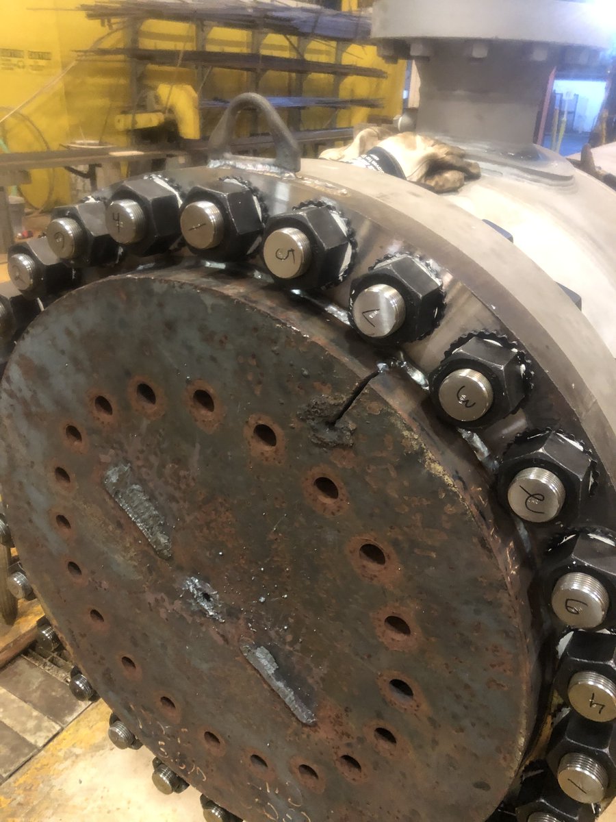 Hytorc's tweet photo. Heat Exchanger Maintenance with the STEALTH Hydraulic Torque Tool, the HYTORC Washer &amp; #Simultorc.
The Simultorc bolting process uses multiple #HYTORC tools simultaneously on your bolting application making the bolt load on the flange face even &amp; accurate.
https://t.co/neIDjGUE14 https://t.co/GrmuZXOVwO