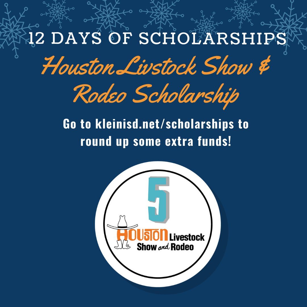 The <a href="/RODEOHOUSTON/">RODEOHOUSTON</a> Scholarships program consists of 750+ scholarships! Submit by February 3, 2020 to round up some funds for your future. kleinisd.net/scholarships