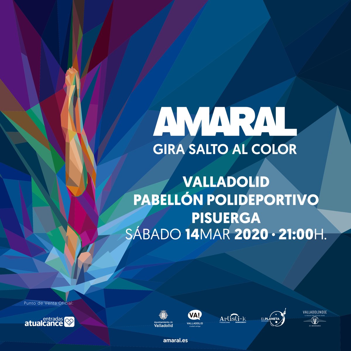 valladolindie's tweet photo. Felices de contar con @amaraloficial en nuestra programación. El 14 de marzo saltaremos todos al color en Pabellón Pisuerga. Entradas ya en https://t.co/OMnW88tYas @sonoramaribera @ArtistikP @AyuntamientoVLL @infoVLL https://t.co/NifZtwMzA8