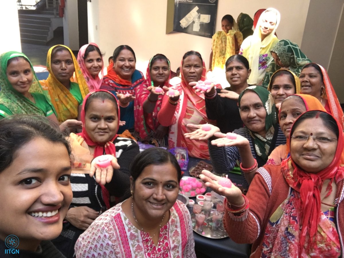 iitgn's tweet photo. The @iitgn community applauded their hard work &amp; cheered these women for their wonderful candle-making skills. These snaps from the event capture the joy &amp; newfound confidence of these women aptly.
#PromotingSkills #Employment #WomenEmpowerment
@HRDMinistry @MSDESkillIndia (2/2) https://t.co/iaUA9UcNh2