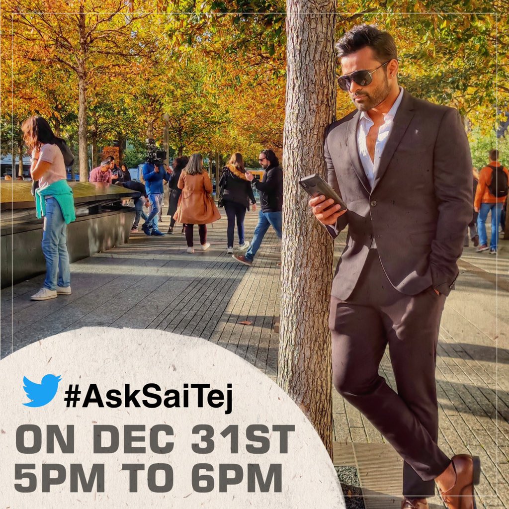 IamSaiDharamTej's tweet photo. 2019 has been memorable to me. Want to sign off this year thanking you. Let's catch up TOMMOROW from 5PM to 6PM. #AskSaiTej https://t.co/imH7RsYMGr