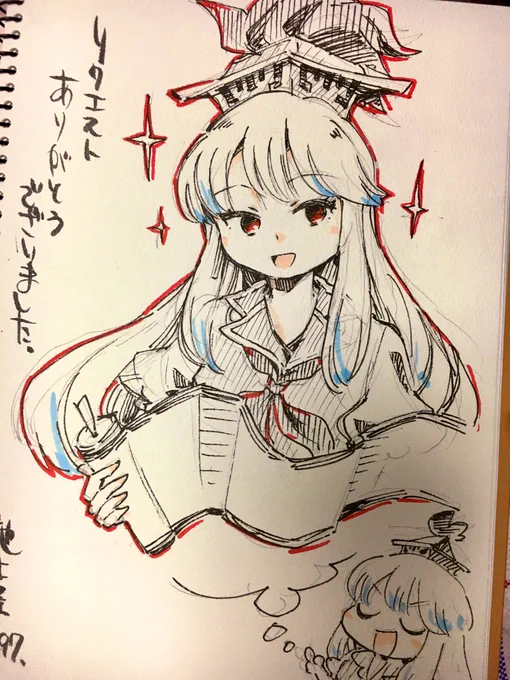スケブも描きました。 