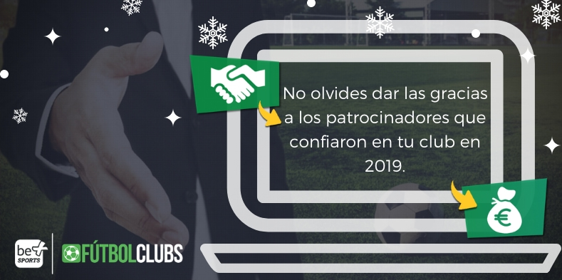 FutbolClubsES's tweet photo. 💡| Consejo de comunicación digital
Aprovecha el fin de año para hacer un comunicado en las redes sociales y web de tu #FútbolClub y promover los patrocinadores que contribuyeron al éxito de tu club en 2019📱💻🖥➡️💰💰💰

Crea la web de tu club en https://t.co/d4Mm1LkUMA 😉 https://t.co/XkjKcyG8He