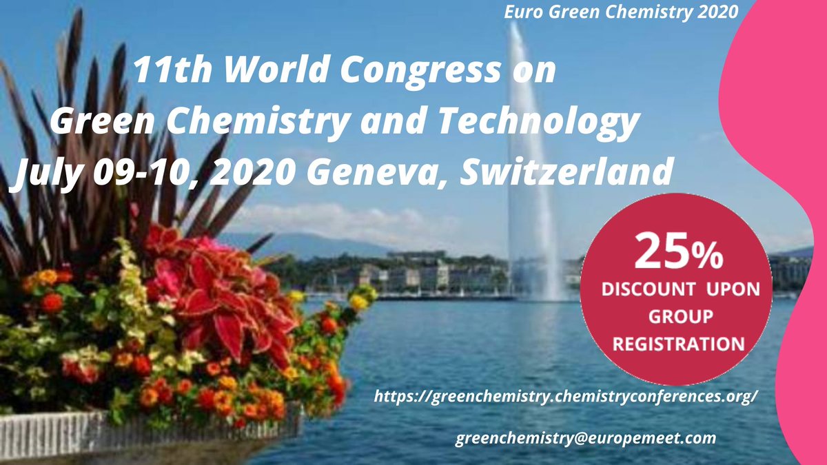 greenchemis's tweet photo. Submit your abstract soon@ #Eurogreenchem2020 July 09-10, 2020 @ #Geneva #Switzerland #Biomass #greenmaterials #GreenChemical #Engineering #greenenergy #greenpolymers #sustainabledevelopment #greeneconomy 
More details: https://t.co/tATVSSAeGQ https://t.co/jSIXqkXKI4