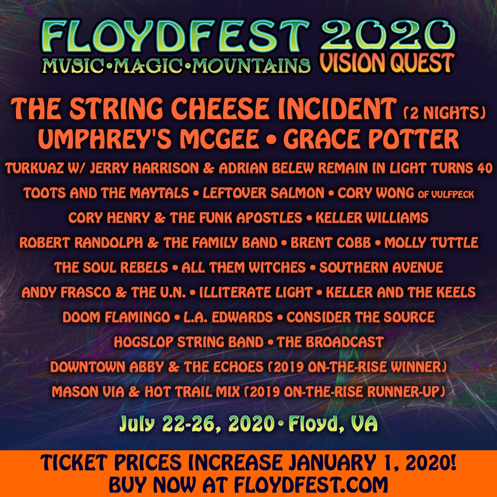 floydfest's tweet photo. Our 4th round of artist announcements include:
@Cory_Henry &amp; The Funk Apostles
@SoulRebels, @illiteratelight, L.A. Edwards
Ticket prices go up Jan 1st! Go to https://t.co/rK9ul2RYHT
Thanks to @BillPlemmonsRV and #VisitPatrickCoVA

https://t.co/mjUZZfx1aV https://t.co/mJtgdjBrSw