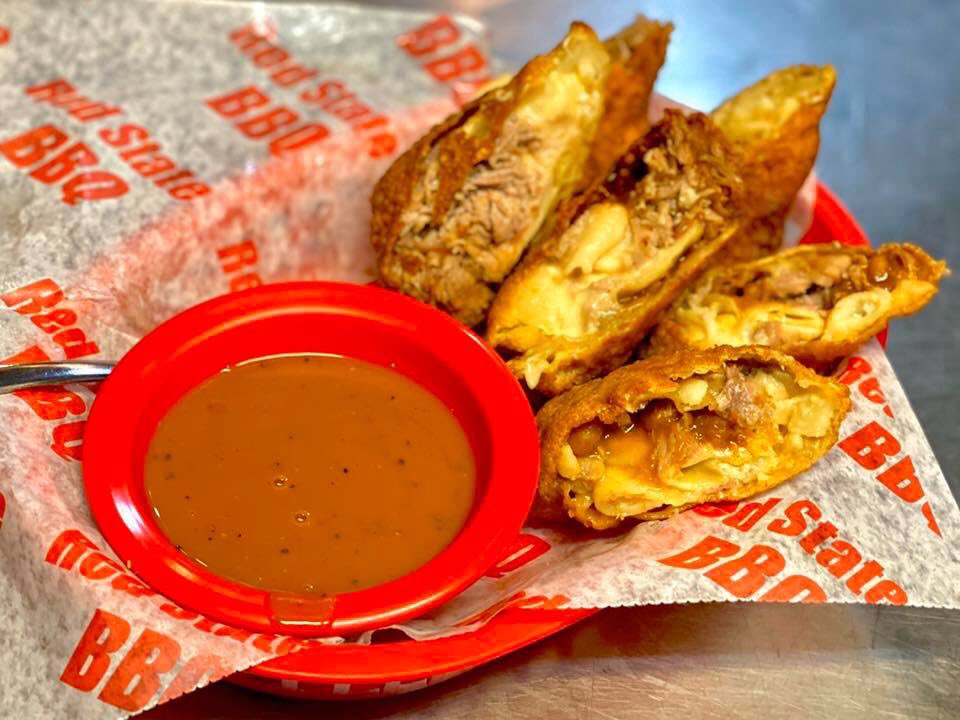 red_state_bbq's tweet photo. Start your week off with an order of smoked #BBQEggRolls! Available for dine in, carry out, or delivery off DoorDash 🍴 https://t.co/Gb7Sq1mDOC