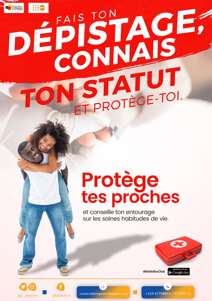 EmmanuelGanse's tweet photo. Jeune, Fais ton dépistage, connais ton statut et protège-toi.
Protège tes proches et conseille ton entourage sur les saines habitudes de vie.
#MaVieMonChoix, pour des conseils responsables : https://t.co/Ti5WFBe2Up
#YouthForESS
@unfpa_benin https://t.co/KtAMYUqBto