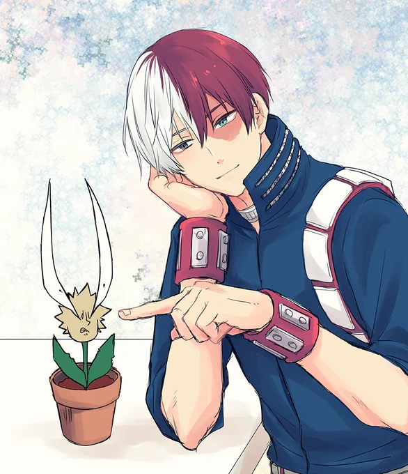 【轟爆】ぴくしぶに上げるログの表紙作ろうと思って描き始めたのがこれです 花っちゃんはとどろきくんの指に噛みつこうとするけど性感帯である雌しべ鼻を指で突かれるとそれだけで受粉してしまうらしいです 