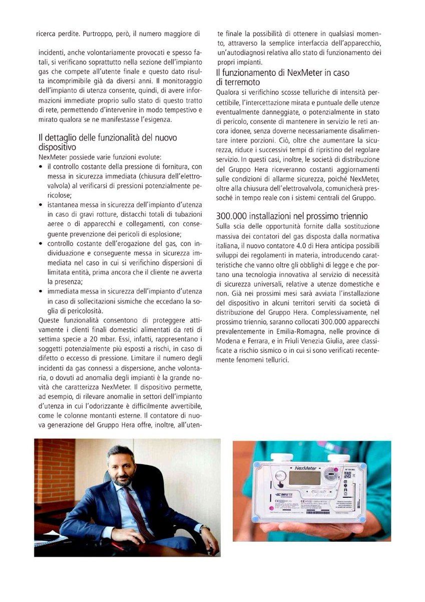 GruppoHera's tweet photo. .@Servizi_a_Rete dedica un approfondimento a #NexMeter, il contatore gas 4.0 del #GruppoHera dotato di tecnologie avanzate in grado di offrire massima sicurezza, anche in caso di sisma. Nel prossimo triennio prevista l’installazione di 300.000 apparecchi, leggi l’articolo 👇 https://t.co/cJVIlwqqN6
