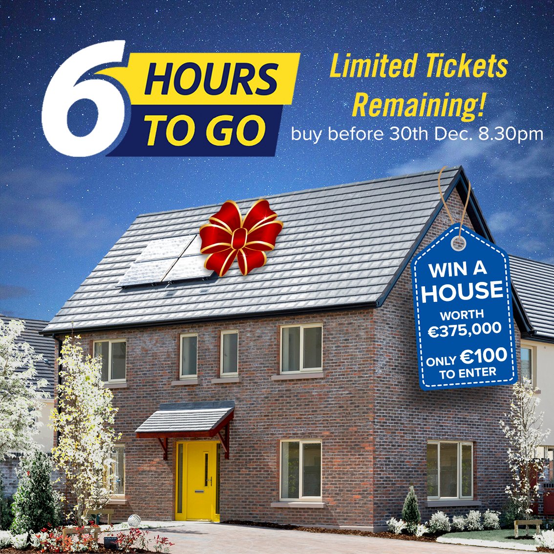 ⏰ 6 HOURS TO GO!! ⏰  Get your ticket 🎟 before its too late at winindublin15.ie or at the Kilmore Hotel until 8.30pm today! 🎟🎁 Someone will win a House worth €375,000! 🥳 #winindublin15