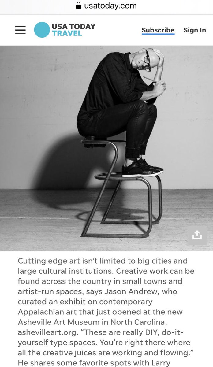 SDosier's tweet photo. Curator of #AppalachiaNow exhibition at @AshevilleArt dishes on #DIY #ArtStudios across USA via @usatodaytravel @Lbleiberg. @NCglasscenter is one of them. #art #travel #AvlArt https://t.co/6s8ypcgWCi #DKCGclient https://t.co/uKPifEFzhv