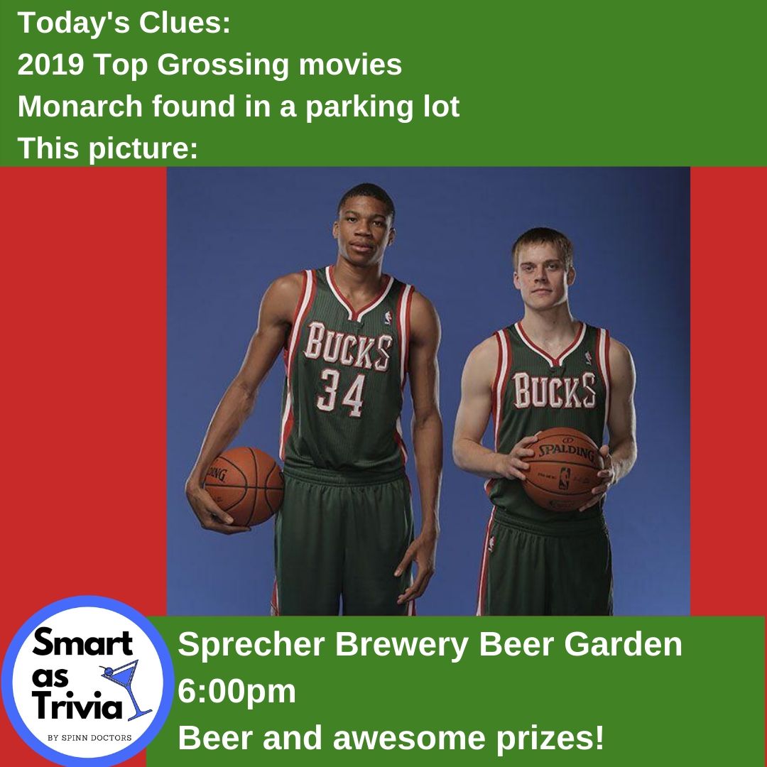 SmartAsTrivia's tweet photo. Last trivia night of 2019. See you at @sprecherbrewery  in the beer garden so you can test your skills one more time.  
Be sure to follow us on Instagram for a bonus clue. https://t.co/ZYcq4dP41m