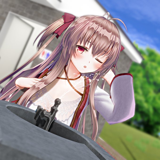 公園の水飲み場で潮吹き絶頂オナニー 