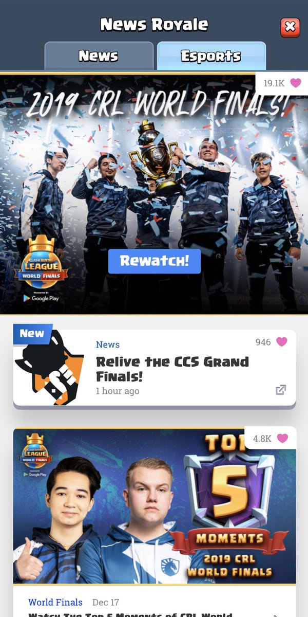 Relive the <a href="/ClashContender/">Clash Contender Series</a> Grand Finals from <a href="/EsportsRoyaleEN/">Clash Royale Esports</a> News! Can go and like it! 👍

Supercell is best 😎