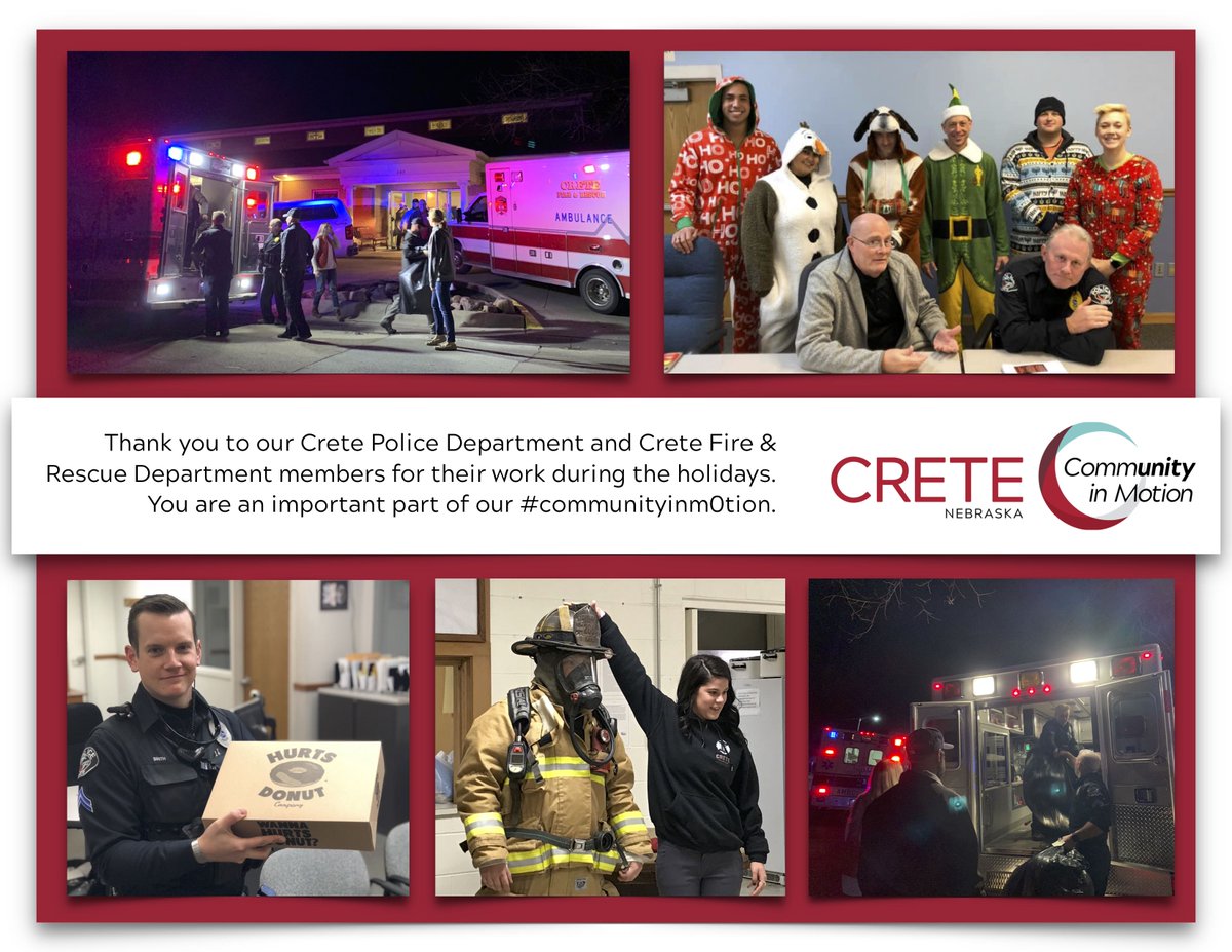 CreteNE's tweet photo. We greatly appreciate the crews who keep @CreteNE safe and moving during the #holidays and the #winter season. #Nebraska #communityinmotion #thankyou #publicworks #publicparks #CreteFireNE #volunteerfiredept @CretePoliceNE https://t.co/FkNreBuIp4