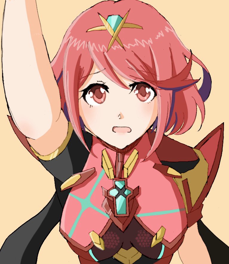ホムラ(ゼノブレイド2) 「ムービーでレックスのおでこをナデナデするホムラはいいぞと思いながら描いたらくがき」|えりんぎのイラスト