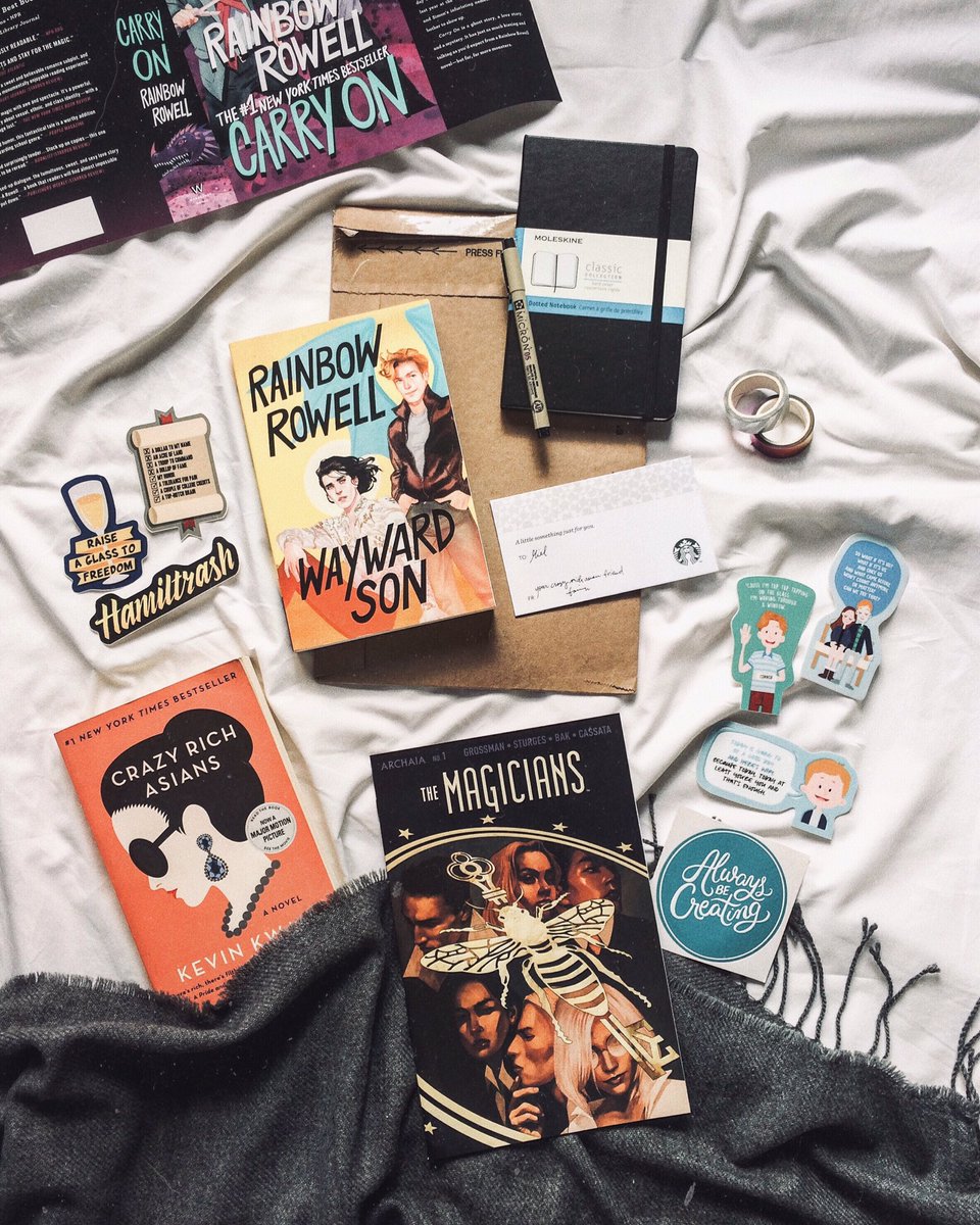 mielsnickety's tweet photo. Here’s the incredible and incredibly thoughtful #BookishSecretTita package @cgavin_ sent me before Christmas. Thank you, thank you, Gav! And thank you, @shutupshealea, for organizing this! 💛 https://t.co/3qMqnTcDrh