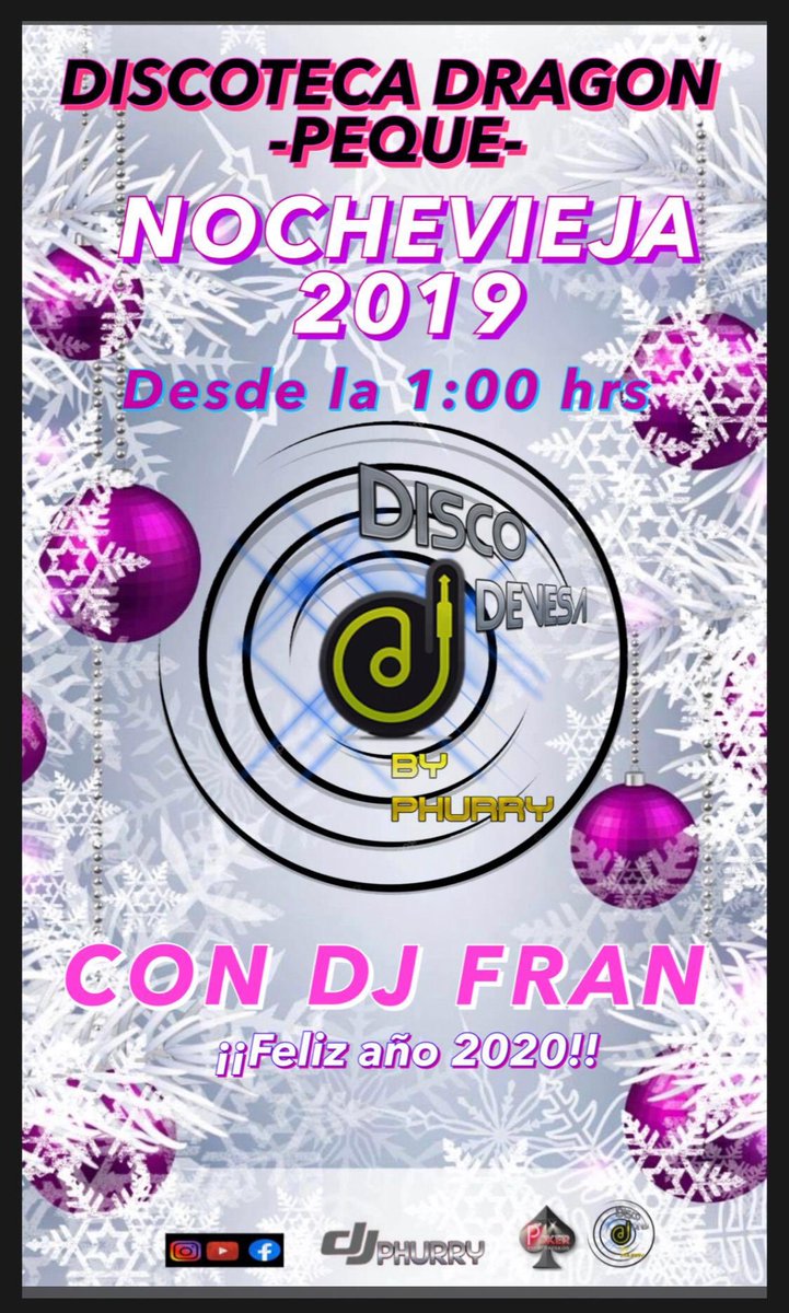 PequeCarballeda's tweet photo. ¡No hay mejor manera de despedir el 2019 y darle la bienvenida al 2020! 🥂 ¡No os podéis perder a DJ Fran en la Discoteca Dragón! 🥳 ¡Os esperamos! 🎉 https://t.co/SaaWWWEiB5