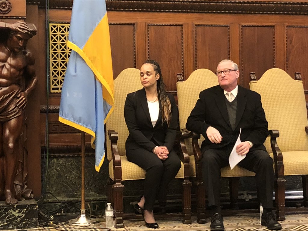 Darrell_Clarke's tweet photo. Happening now: Watch the announcement of new @PhillyPolice Commissioner Danielle Outlaw live.

https://t.co/pFz3hY8EGN https://t.co/XQ81ycaXGw